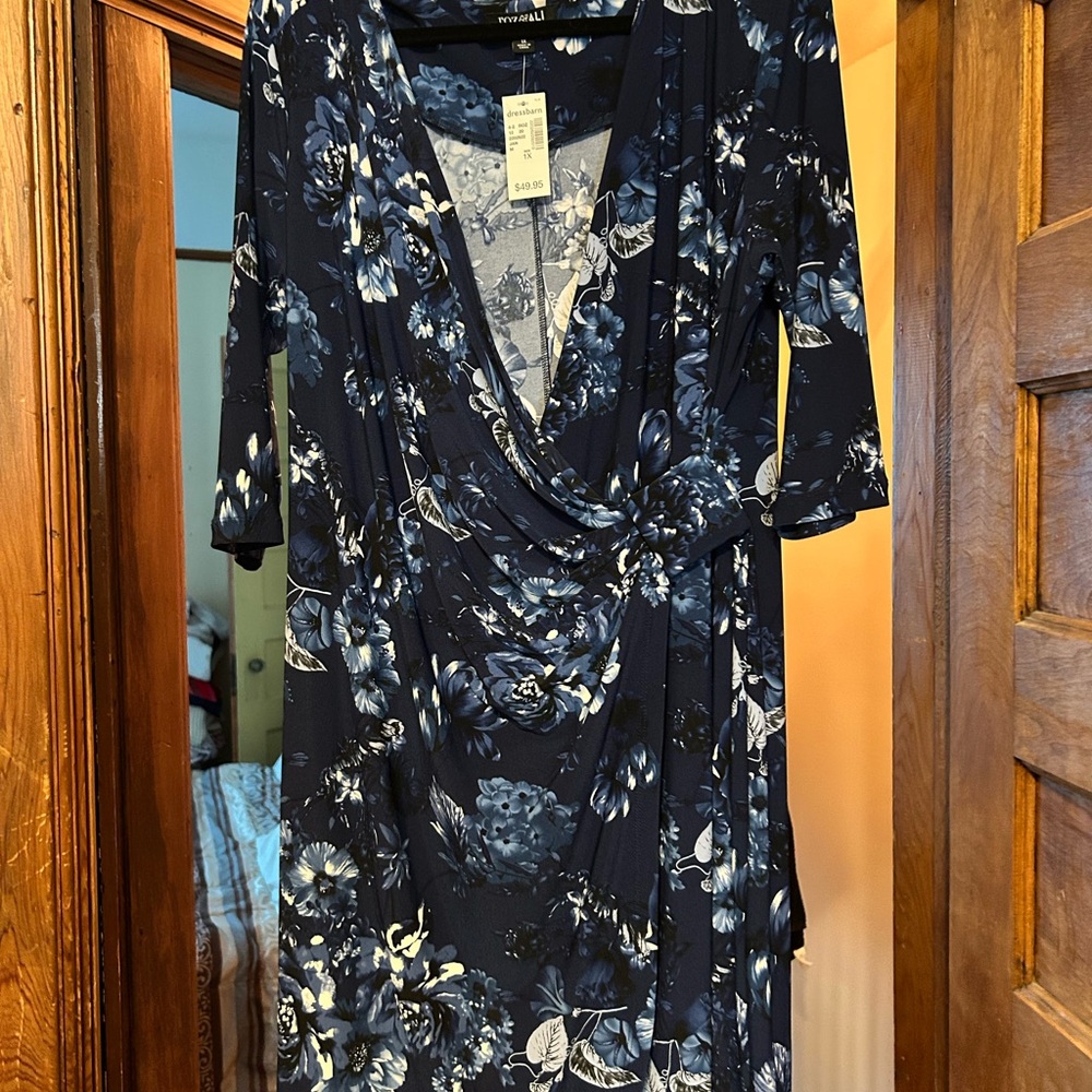 Dressbarn Navy and White Floral Dress